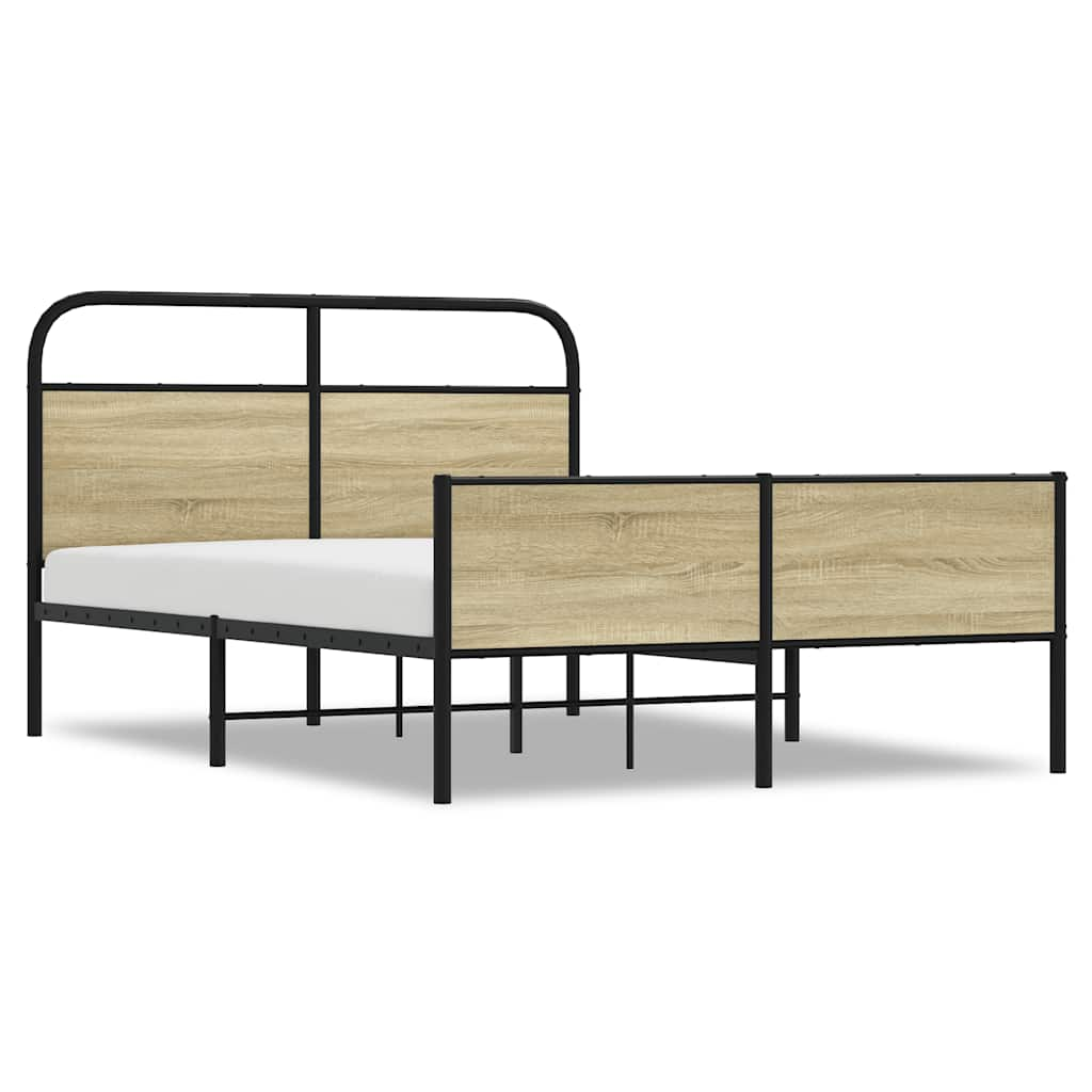 vidaXL Estructura de cama sin colchón 135x190 cm madera roble Sonoma