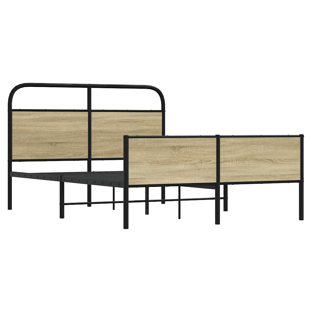 vidaXL Estructura de cama sin colchón 135x190 cm madera roble Sonoma