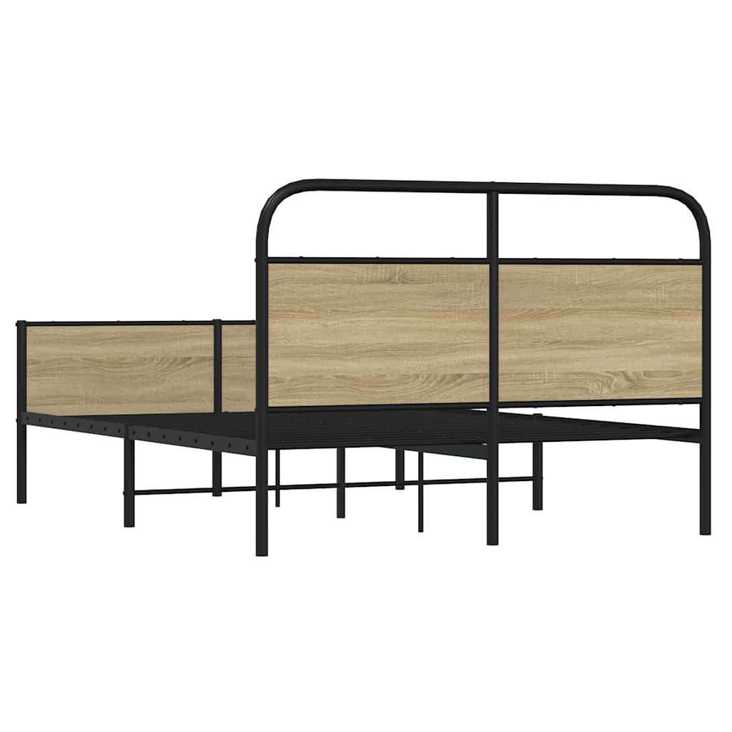 vidaXL Estructura de cama sin colchón 135x190 cm madera roble Sonoma