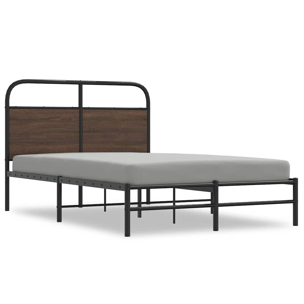 vidaXL Estructura de cama sin colchón 135x190 cm madera marrón roble