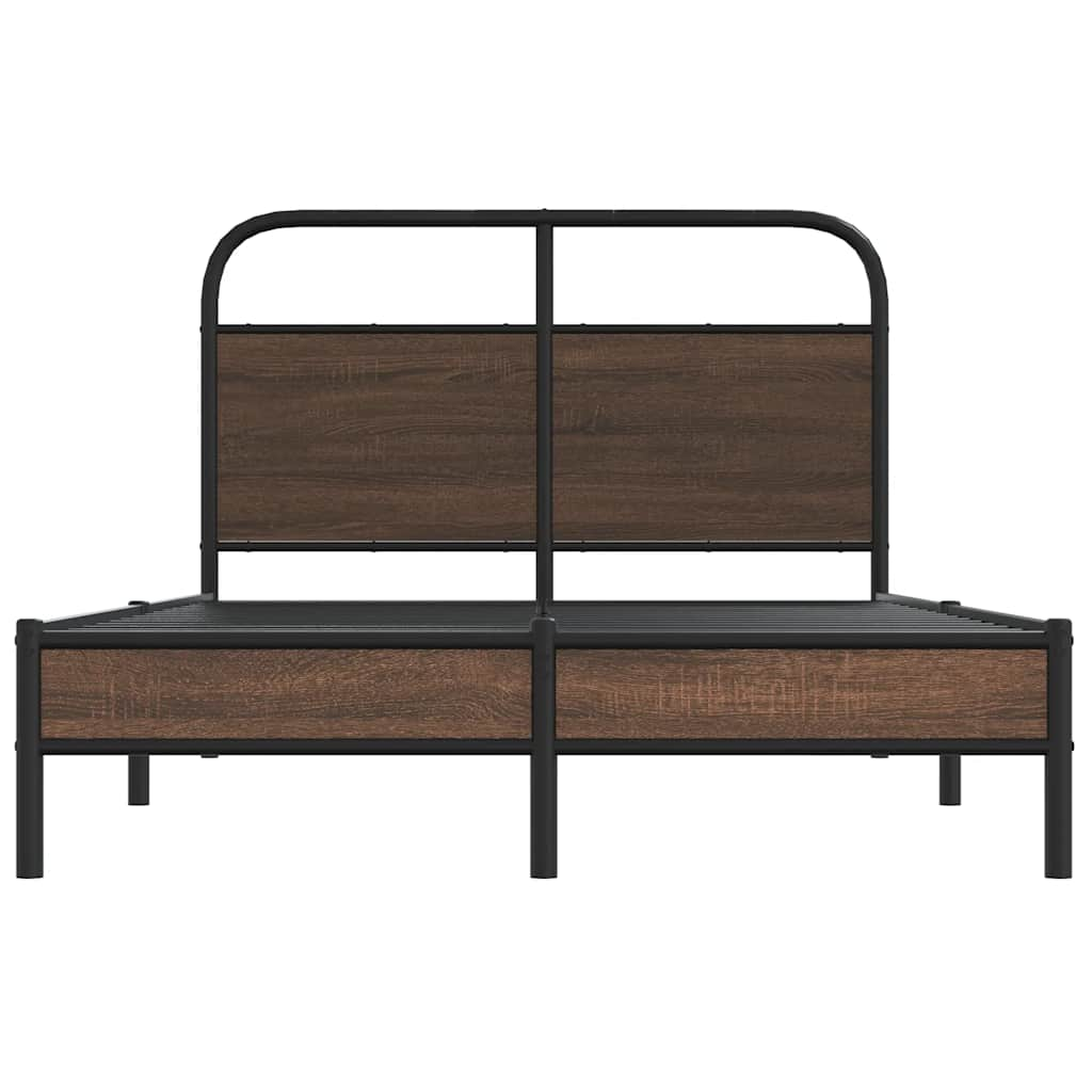 vidaXL Estructura de cama sin colchón 135x190 cm madera marrón roble