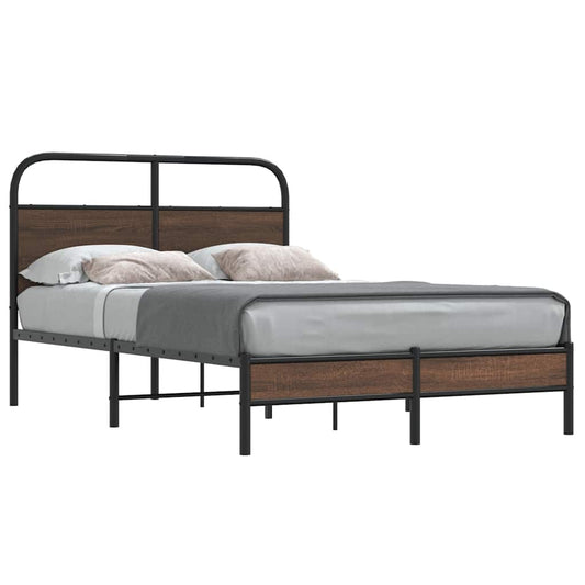 vidaXL Estructura de cama sin colchón 135x190 cm madera marrón roble