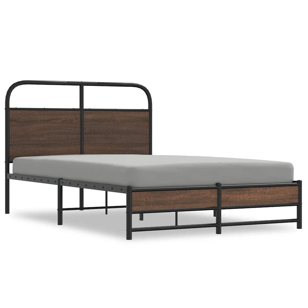 vidaXL Estructura de cama sin colchón 135x190 cm madera marrón roble