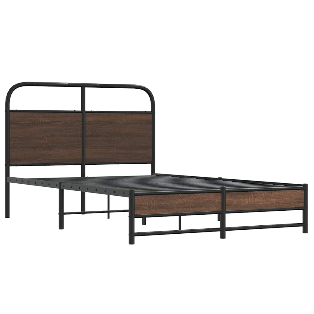 vidaXL Estructura de cama sin colchón 135x190 cm madera marrón roble