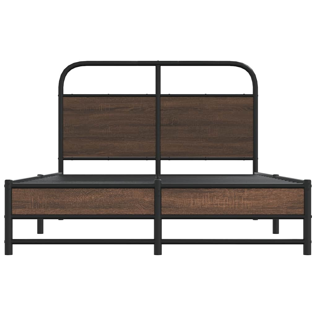 vidaXL Estructura de cama sin colchón 135x190 cm madera marrón roble