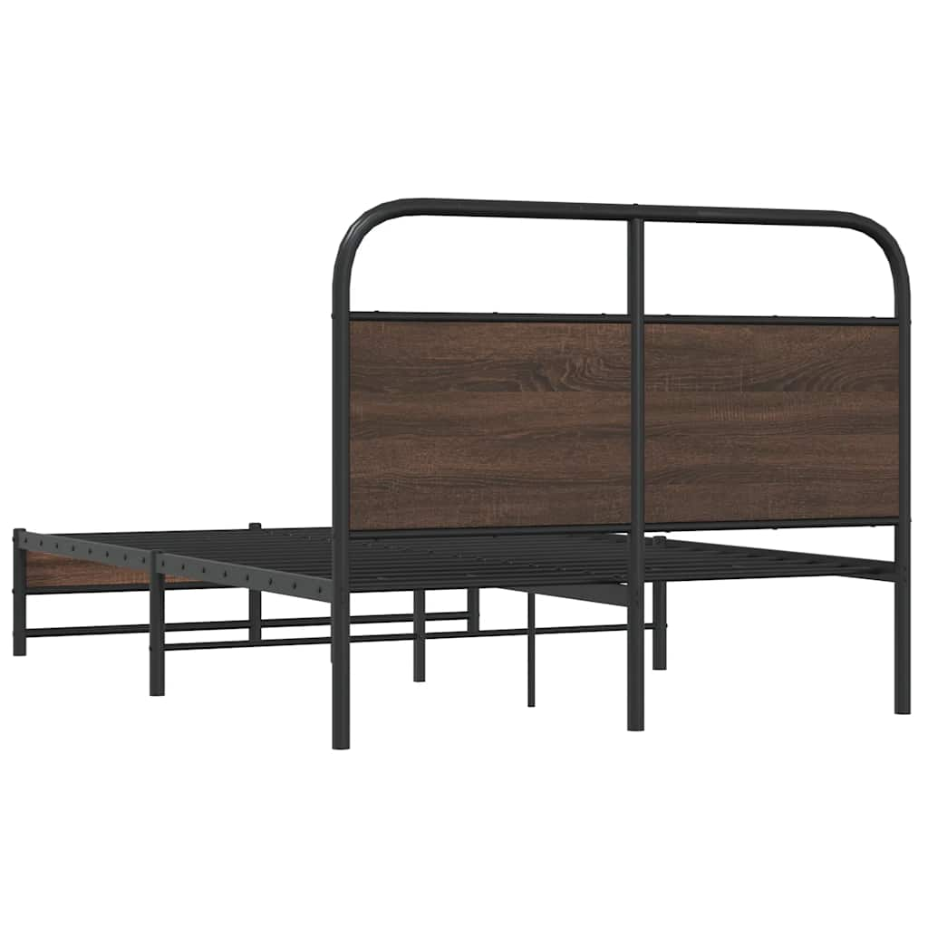 vidaXL Estructura de cama sin colchón 135x190 cm madera marrón roble