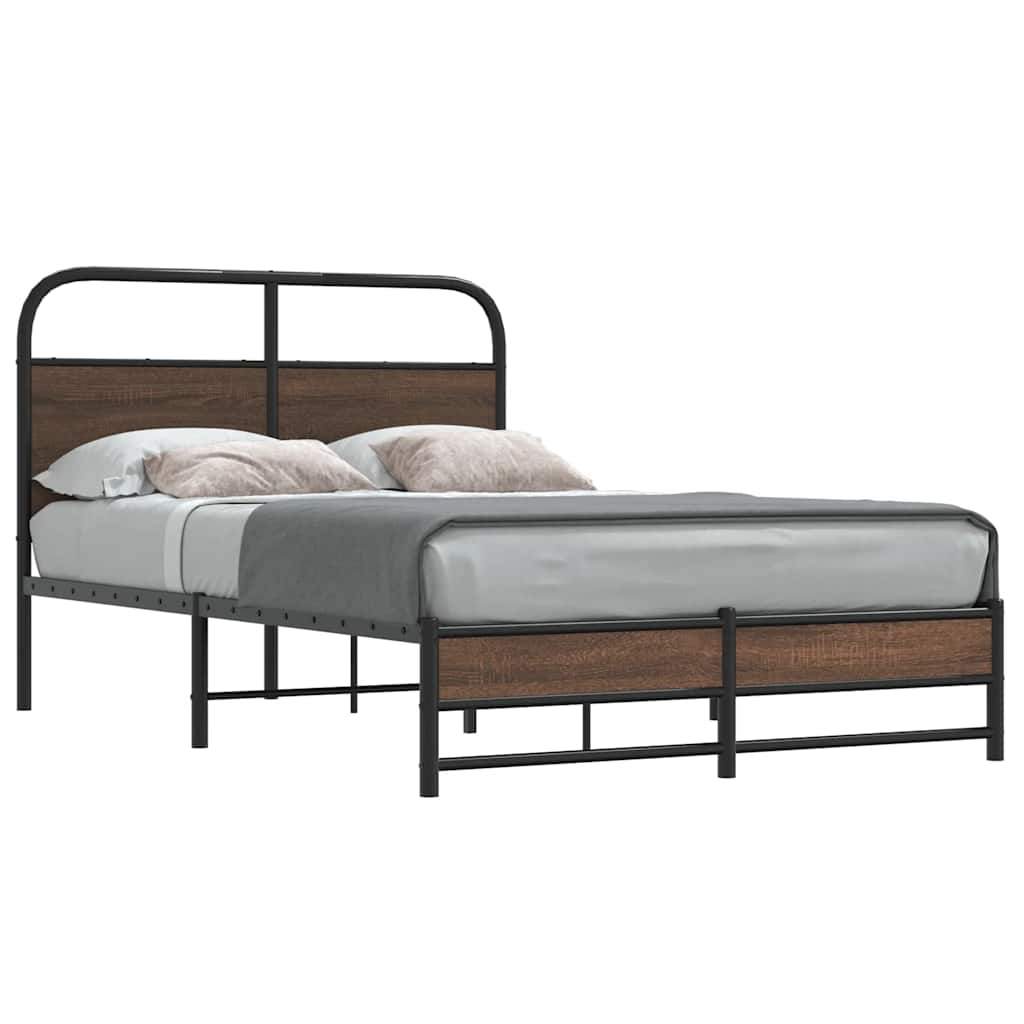 vidaXL Estructura de cama sin colchón 135x190 cm madera marrón roble