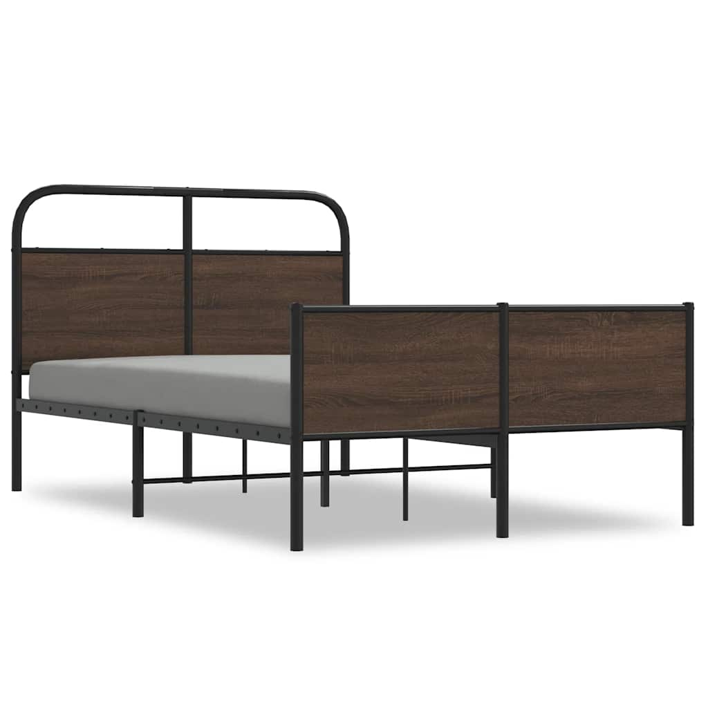 vidaXL Estructura de cama sin colchón 135x190 cm madera marrón roble