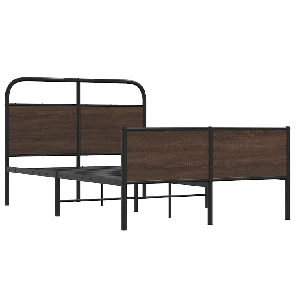 vidaXL Estructura de cama sin colchón 135x190 cm madera marrón roble