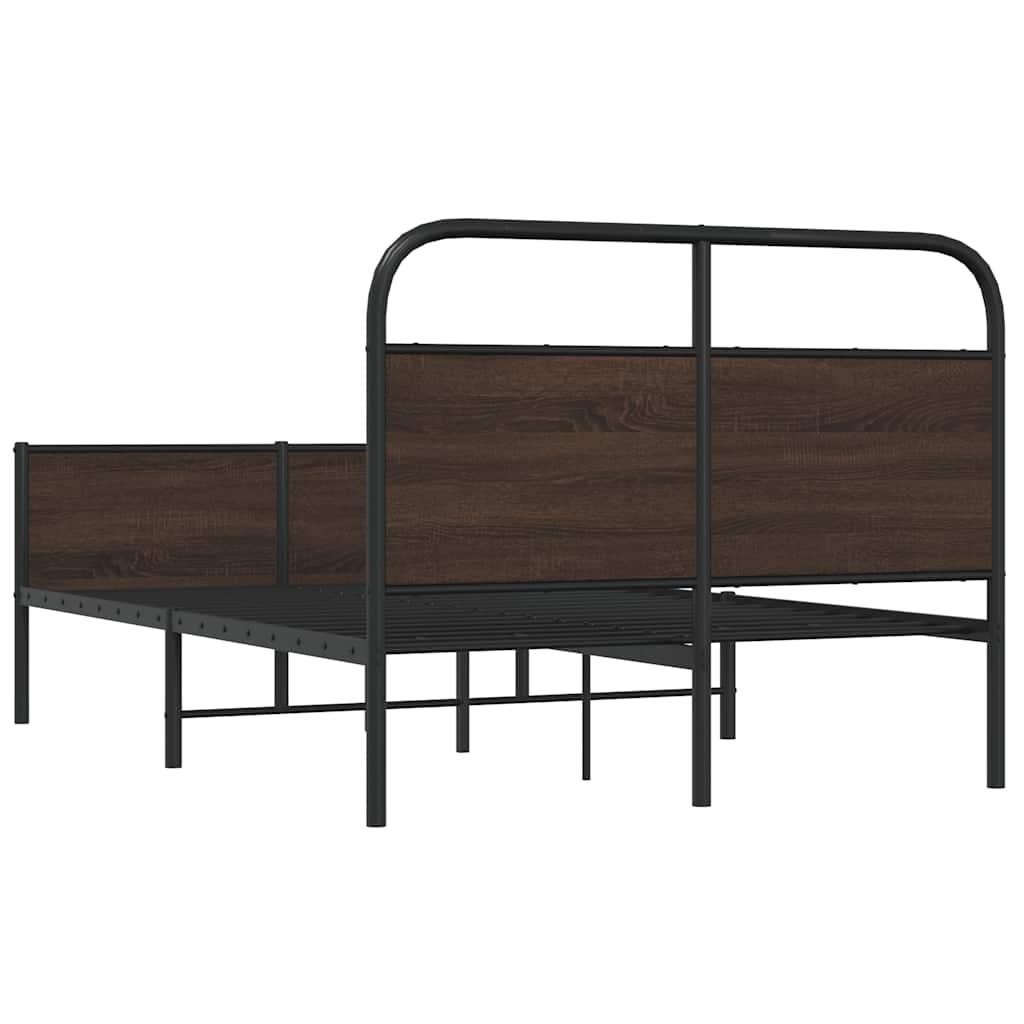 vidaXL Estructura de cama sin colchón 135x190 cm madera marrón roble