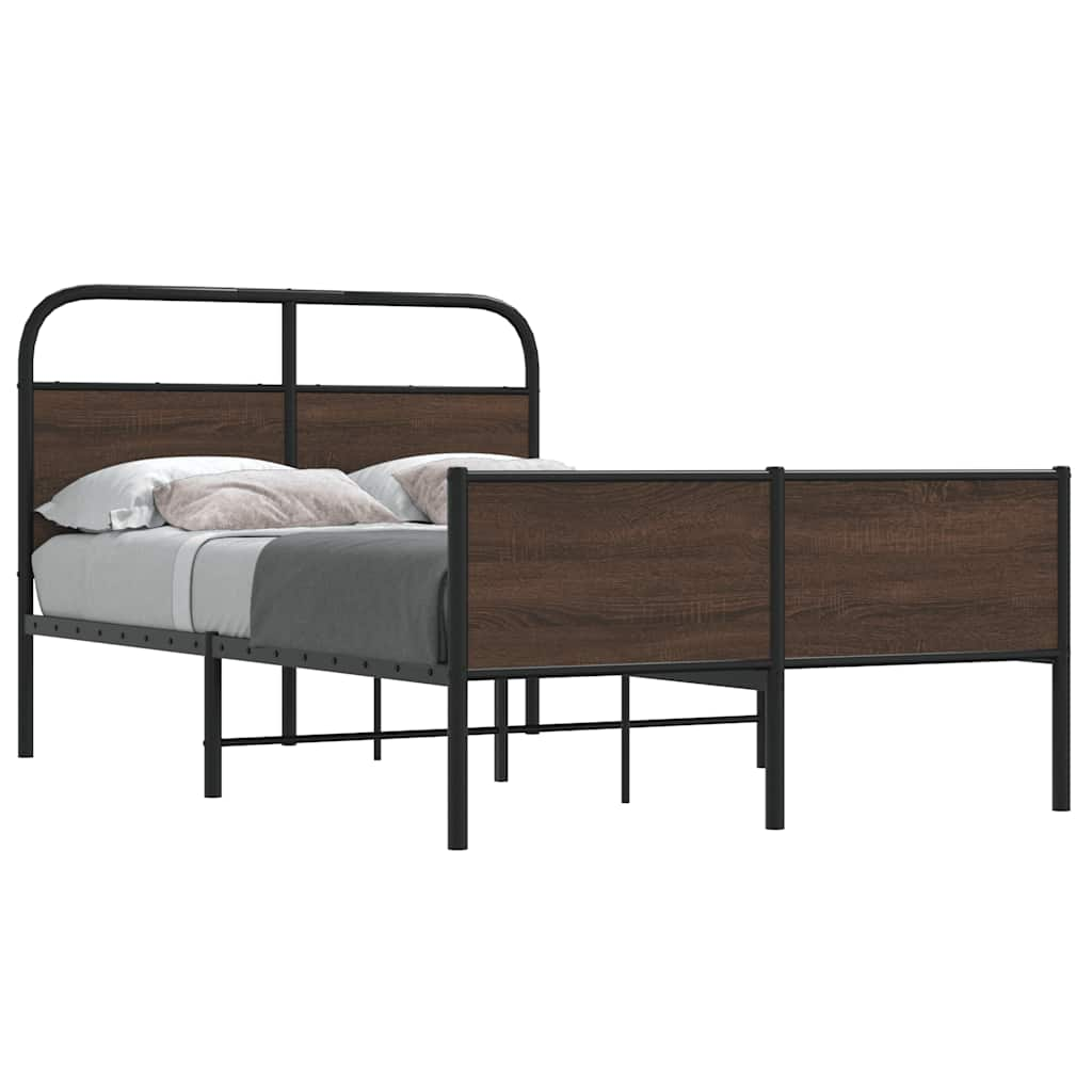 vidaXL Estructura de cama sin colchón 135x190 cm madera marrón roble