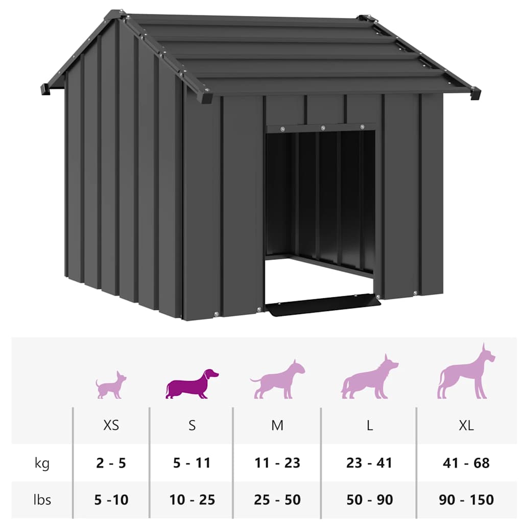 vidaXL Caseta para perros con techo acero galvanizado 85x107x81 cm