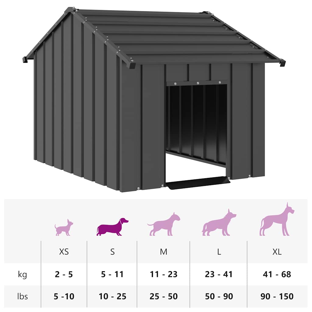 vidaXL Caseta para perros con techo acero galvanizado 83x130x85 cm