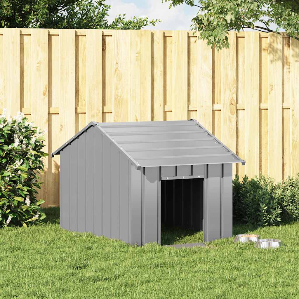 vidaXL Caseta para perros con techo acero galvanizado 83x130x85 cm