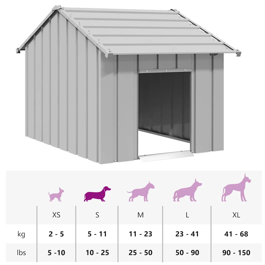 vidaXL Caseta para perros con techo acero galvanizado 83x130x85 cm