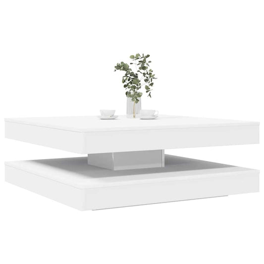 vidaXL Mesa de centro giratoria 360 grados blanco 90x90x34,5 cm