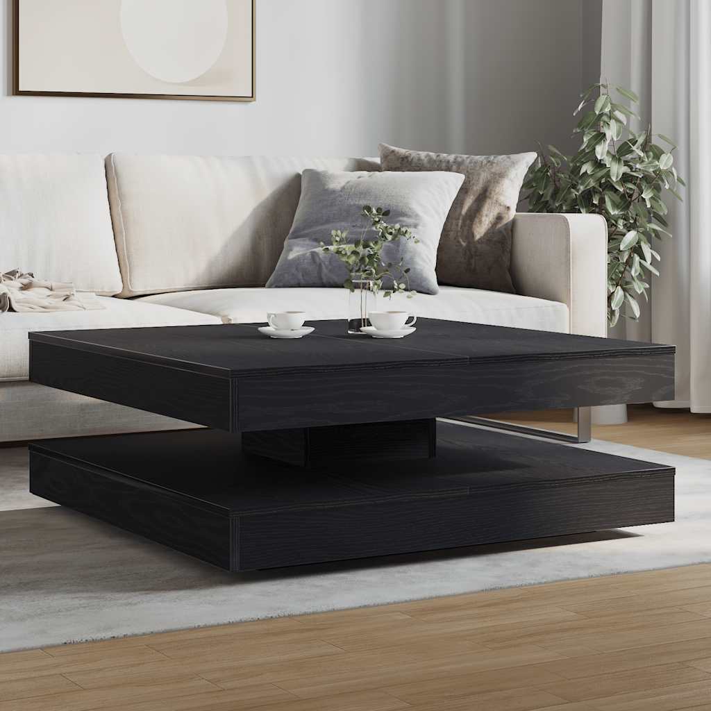 vidaXL Mesa de centro giratoria 360 grados roble negro 90x90x34,5 cm