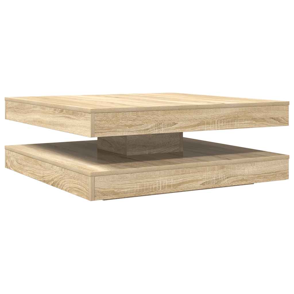 vidaXL Mesa de centro giratoria 360 grados roble sonoma 90x90x34,5 cm