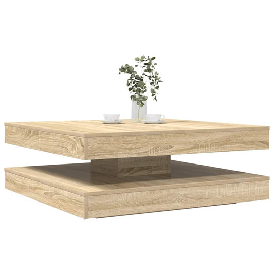 vidaXL Mesa de centro giratoria 360 grados roble sonoma 90x90x34,5 cm