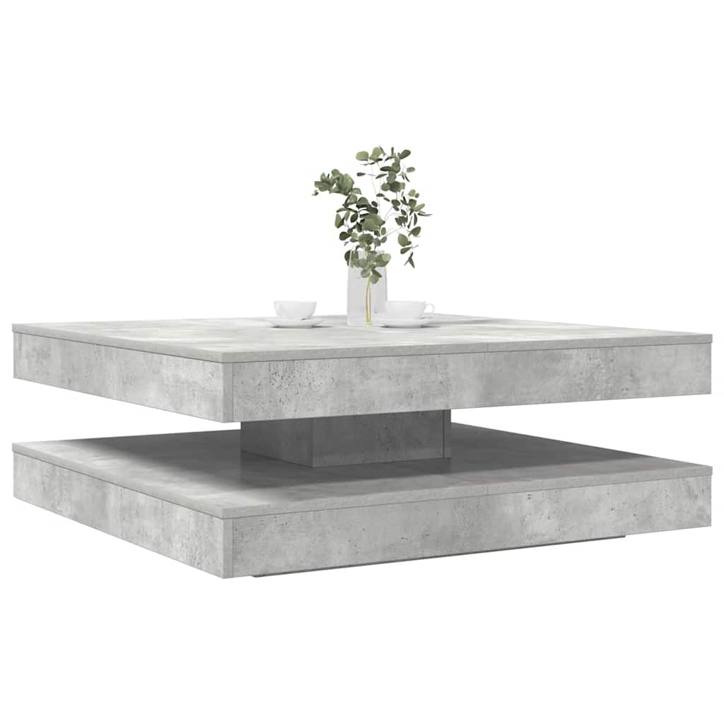 vidaXL Mesa de centro giratoria 360 grados gris hormigón 90x90x34,5 cm