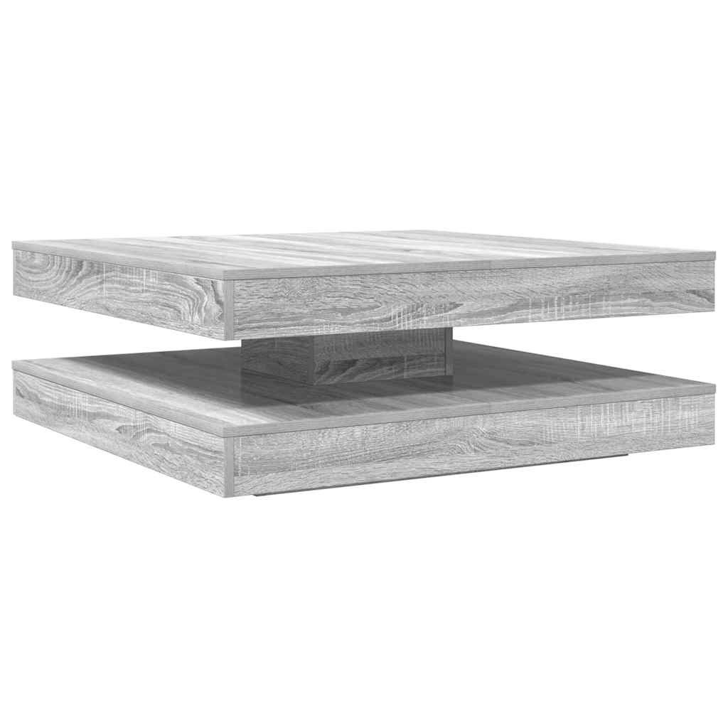 vidaXL Mesa de centro giratoria 360 grados gris Sonoma 90x90x34,5 cm