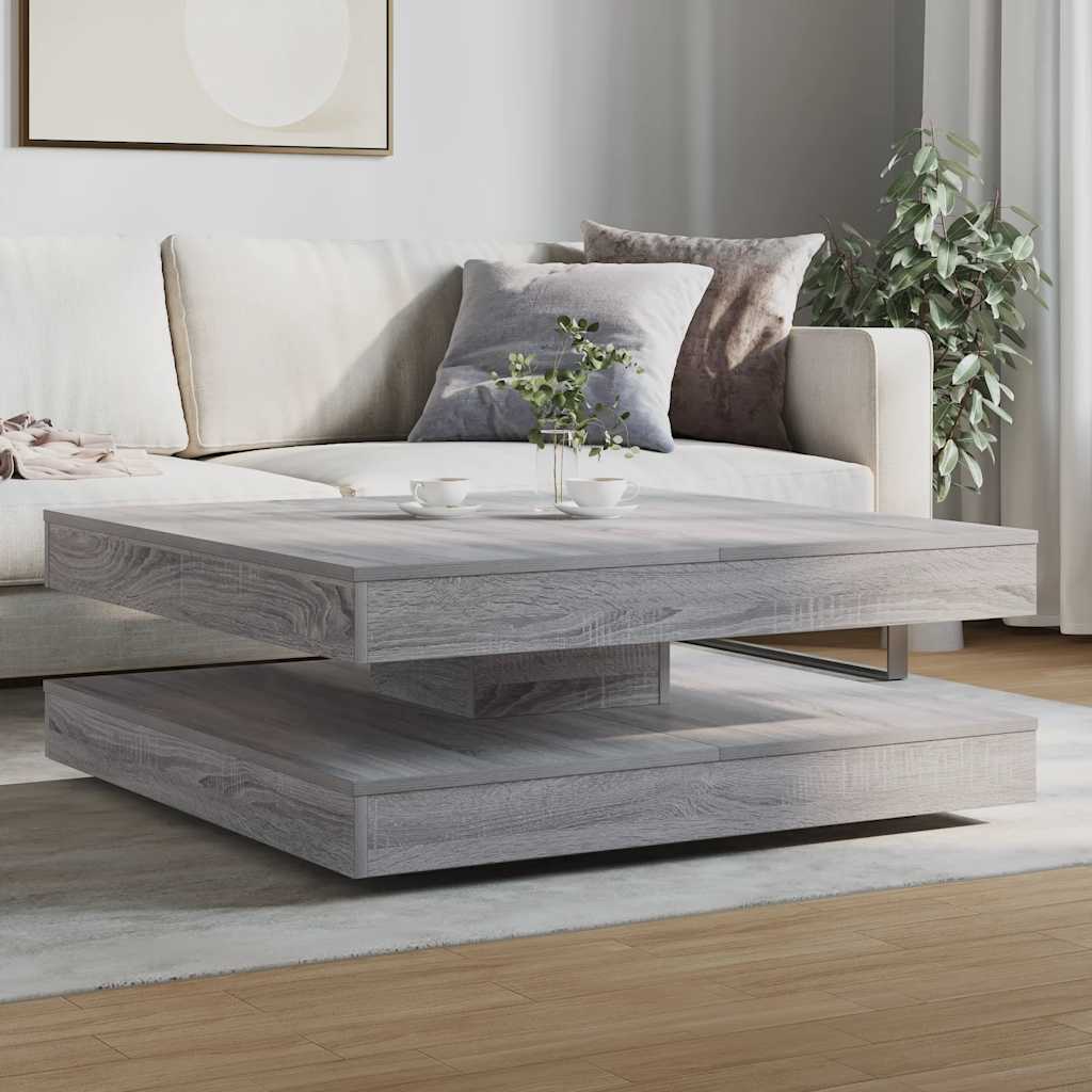 vidaXL Mesa de centro giratoria 360 grados gris Sonoma 90x90x34,5 cm