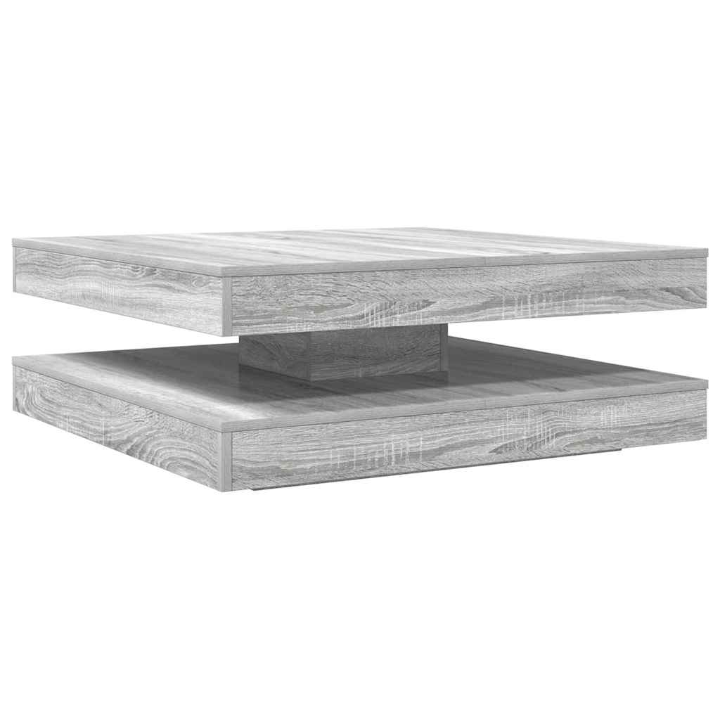 vidaXL Mesa de centro giratoria 360 grados gris Sonoma 90x90x34,5 cm