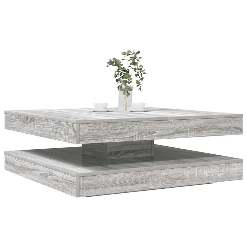 vidaXL Mesa de centro giratoria 360 grados gris Sonoma 90x90x34,5 cm