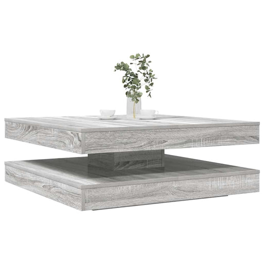 vidaXL Mesa de centro giratoria 360 grados gris Sonoma 90x90x34,5 cm