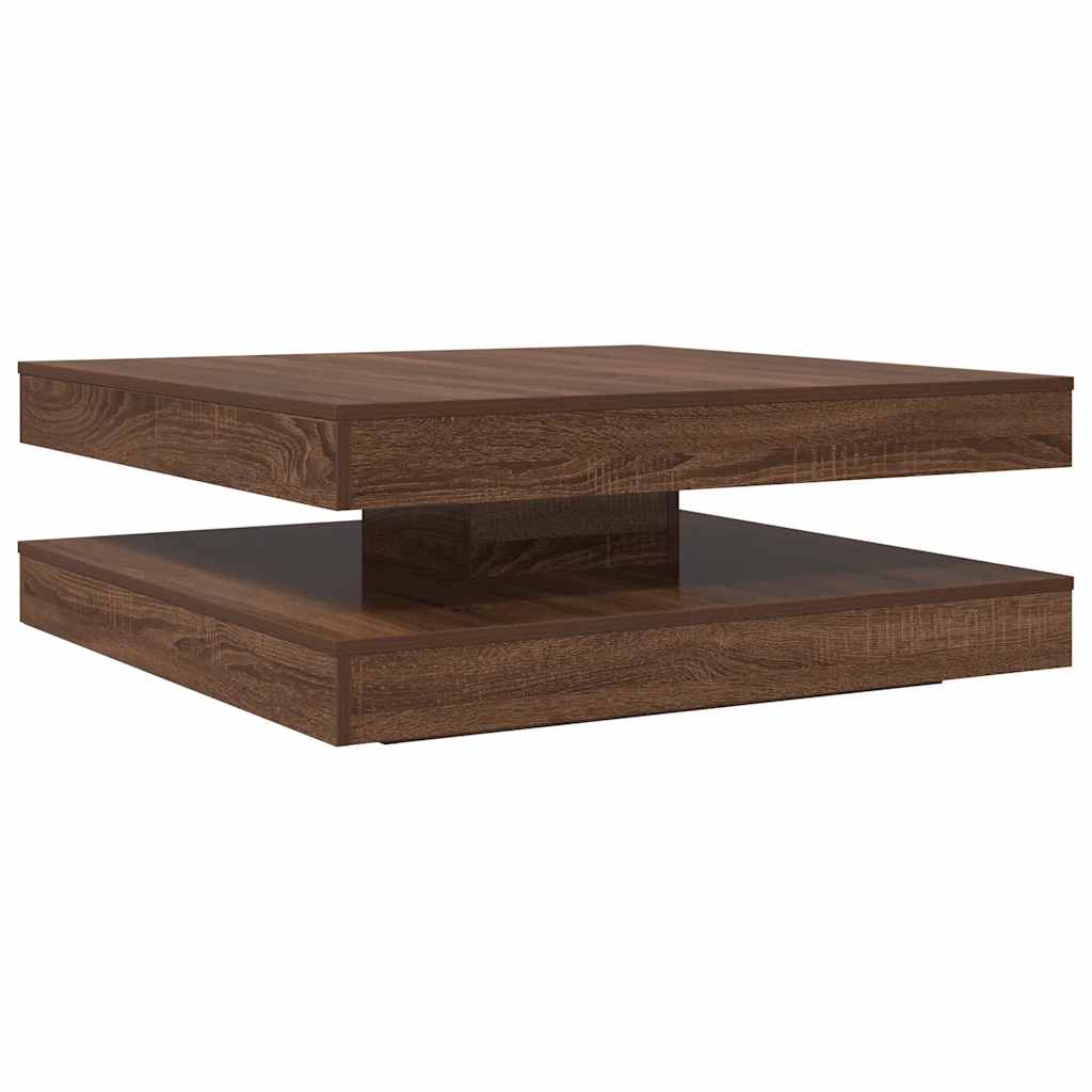 vidaXL Mesa de centro giratoria 360 grados roble marrón 90x90x34,5 cm