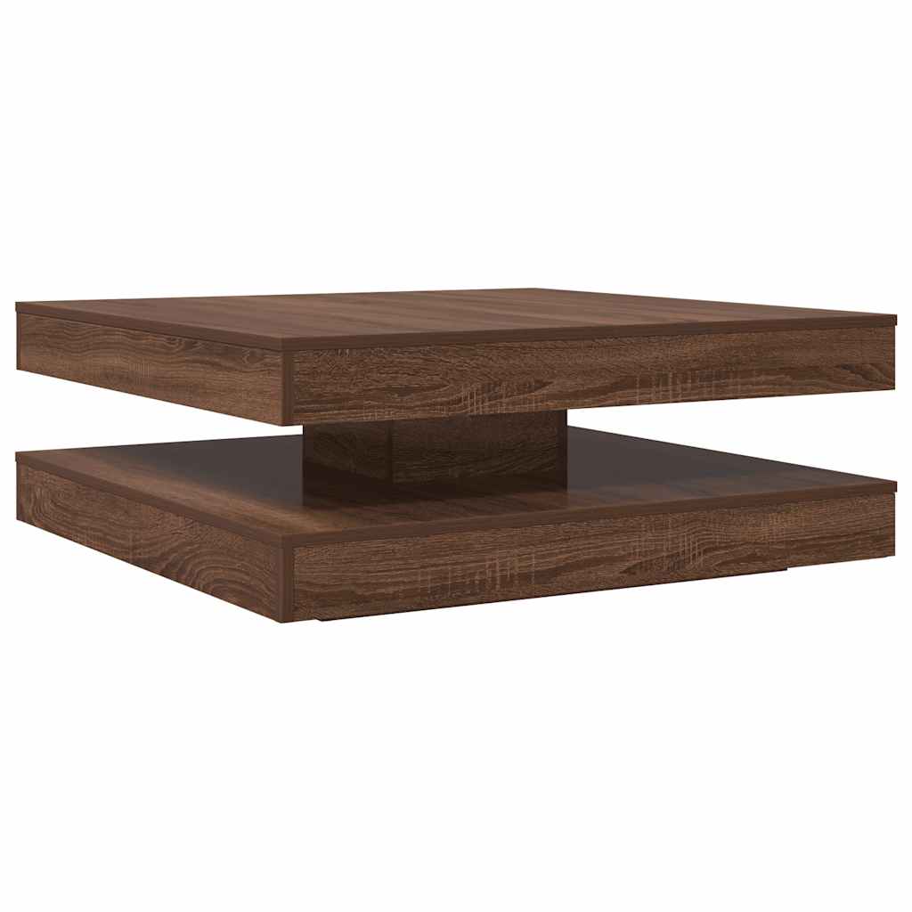 vidaXL Mesa de centro giratoria 360 grados roble marrón 90x90x34,5 cm