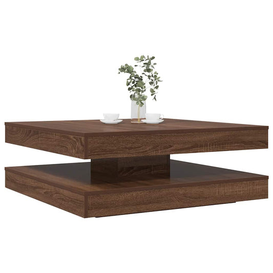 vidaXL Mesa de centro giratoria 360 grados roble marrón 90x90x34,5 cm