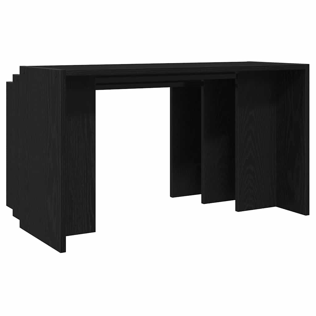 vidaXL Mesas apilables 3 piezas madera contrachapada negro