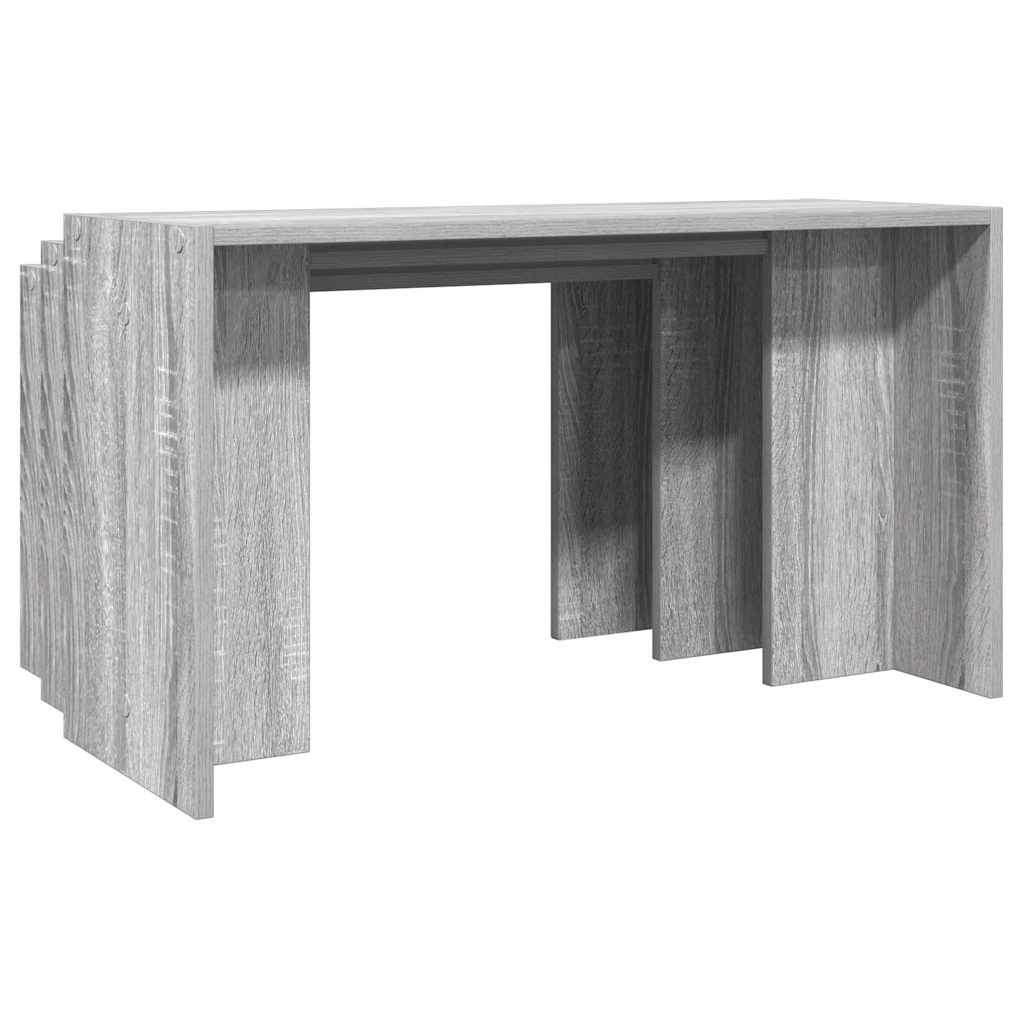 vidaXL Mesas apilables 3 piezas madera contrachapada gris Sonoma