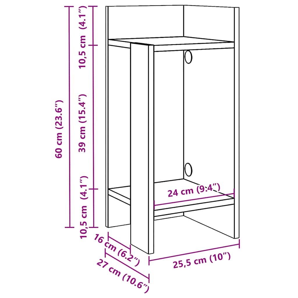 vidaXL Mesas auxiliares 2 uds con estante blanco 25,5x27x60 cm