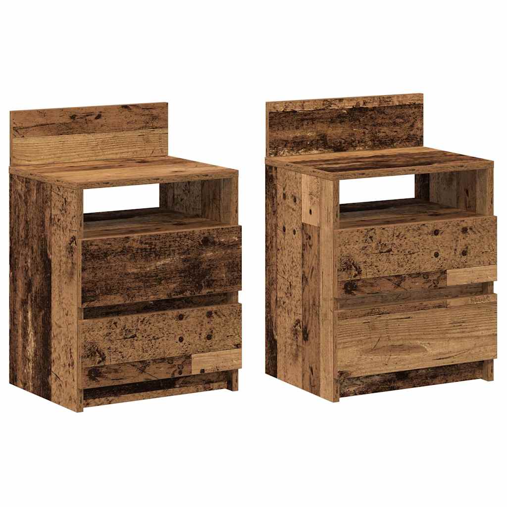 vidaXL Mesillas de noche 2 uds con 2 cajones madera vieja 40x33x60 cm