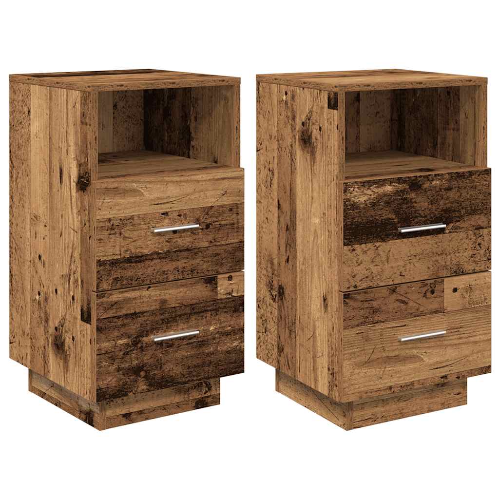 vidaXL Mesillas de noche 2 uds con 2 cajones madera vieja 36x36x68 cm