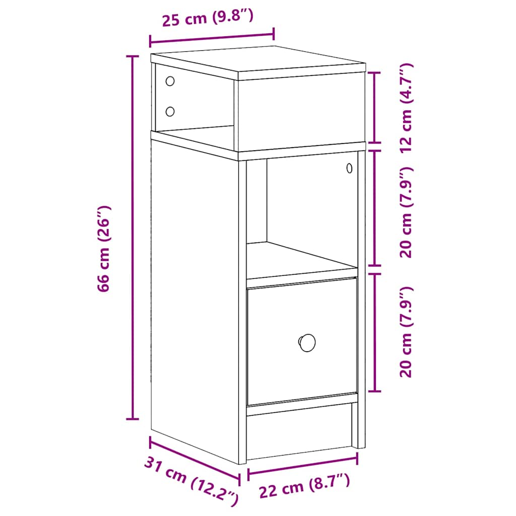 vidaXL Mesillas de noche 2 uds con cajón blanco 25x31x66 cm