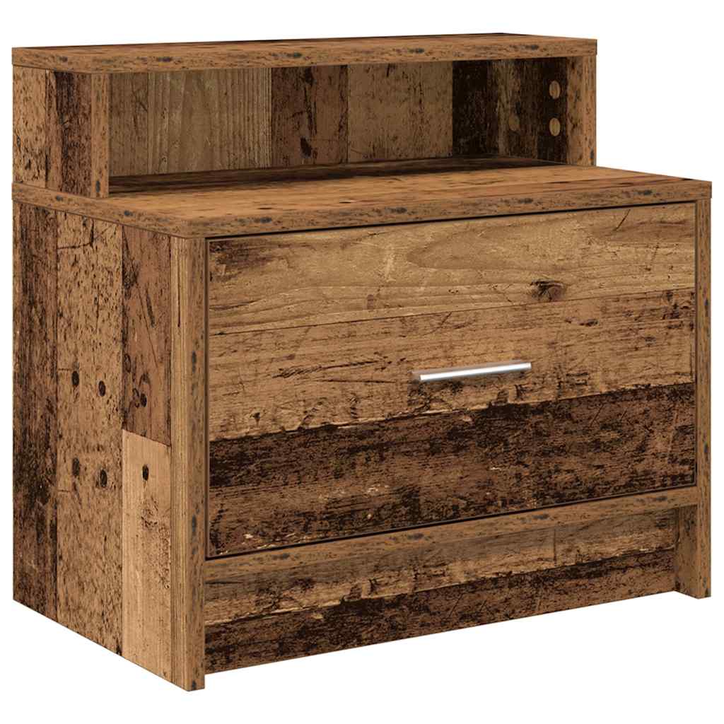 vidaXL Mesilla de noche con cajón madera vieja 51x31x47 cm