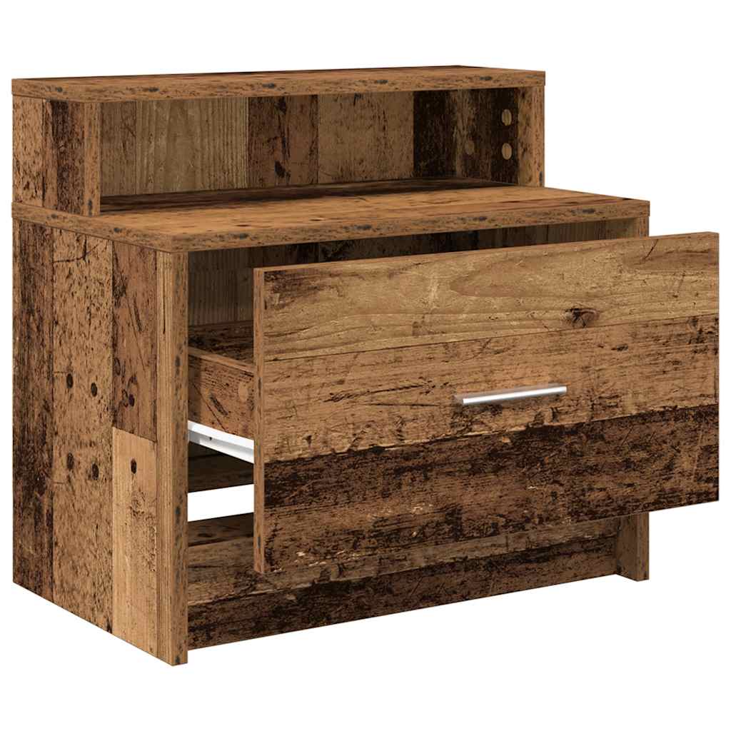 vidaXL Mesilla de noche con cajón madera vieja 51x31x47 cm