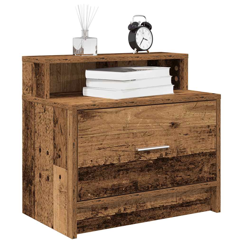 vidaXL Mesillas de noche con cajón 2 uds madera vieja 51x31x47 cm