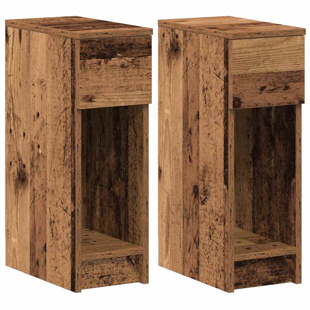 vidaXL Mesillas de noche con cajón 2 uds madera vieja 20x36x60 cm