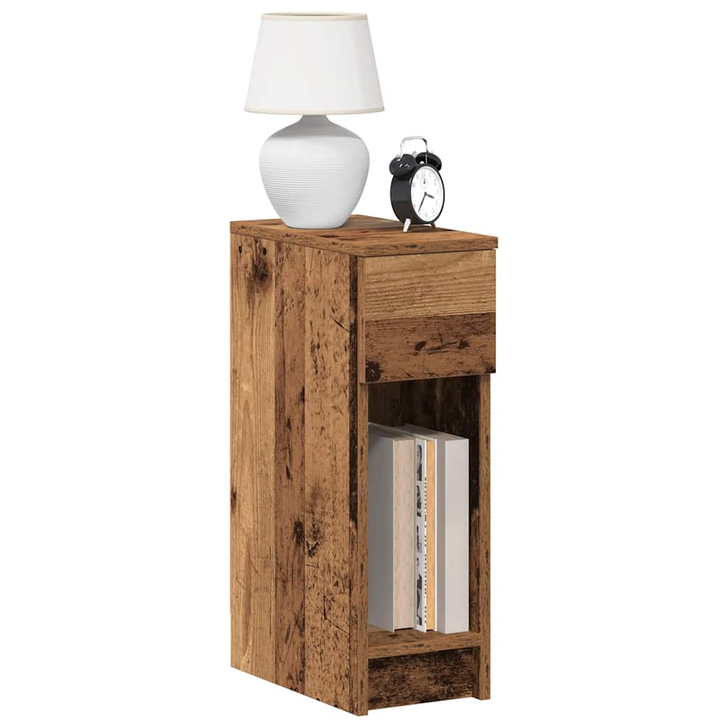 vidaXL Mesillas de noche con cajón 2 uds madera vieja 20x36x60 cm