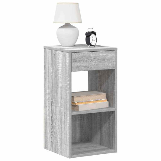 vidaXL Mesillas de noche con cajón 2 uds gris sonoma 35x34x66,5 cm