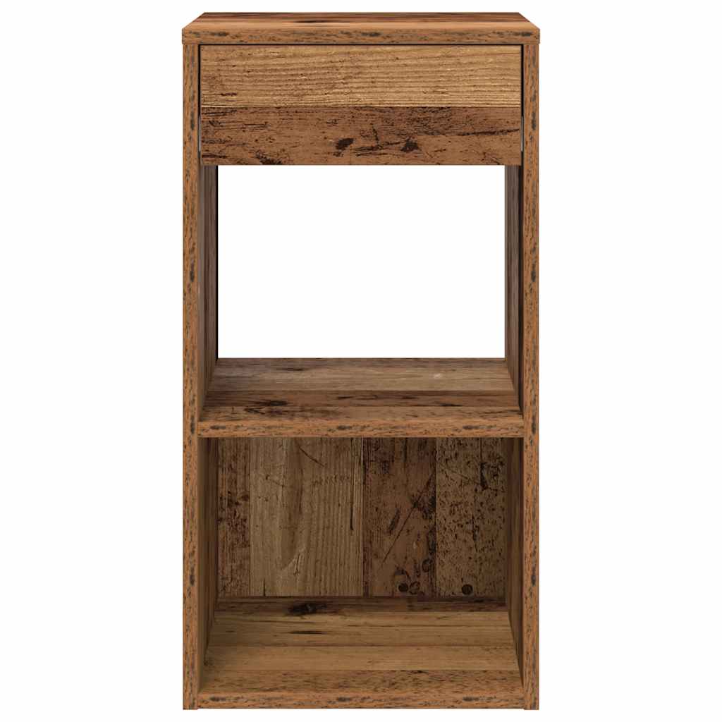 vidaXL Mesillas de noche con cajón 2 uds madera vieja 35x34x66,5 cm