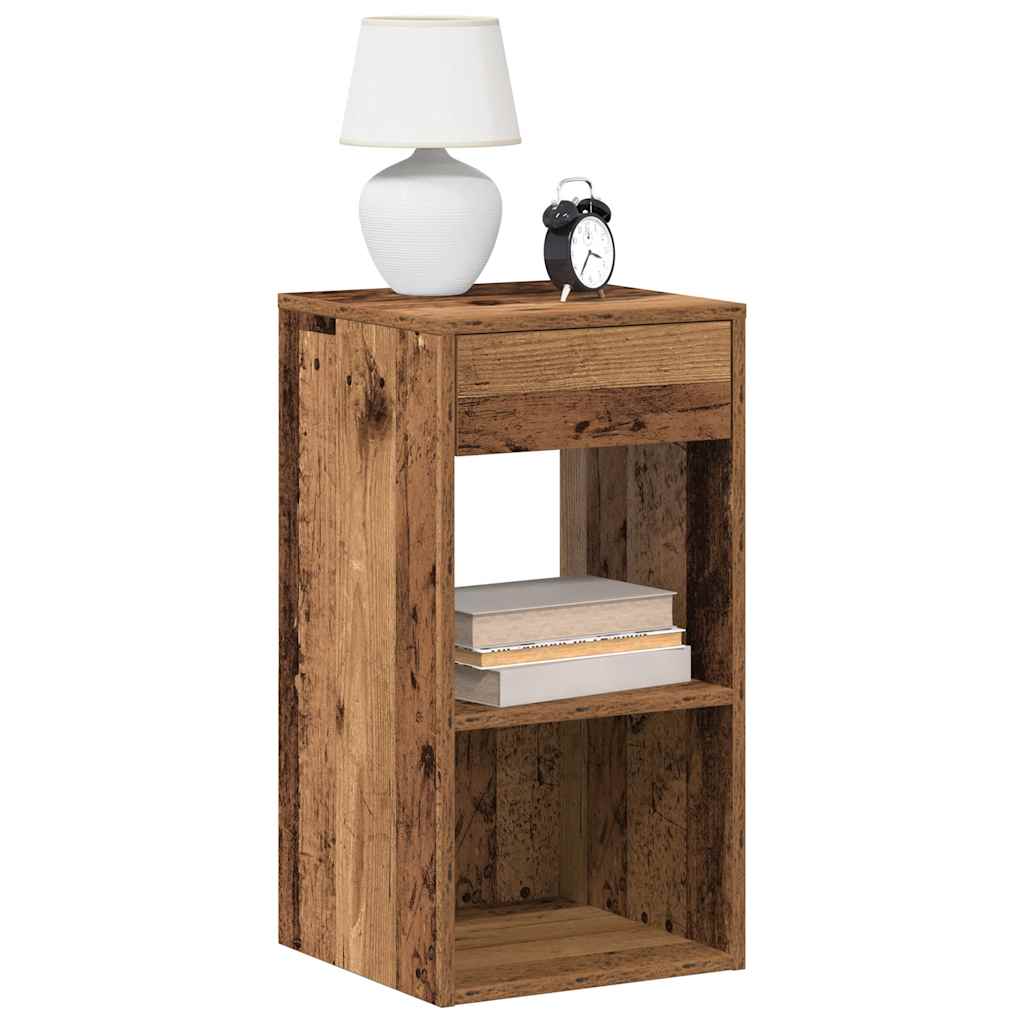 vidaXL Mesillas de noche con cajón 2 uds madera vieja 35x34x66,5 cm