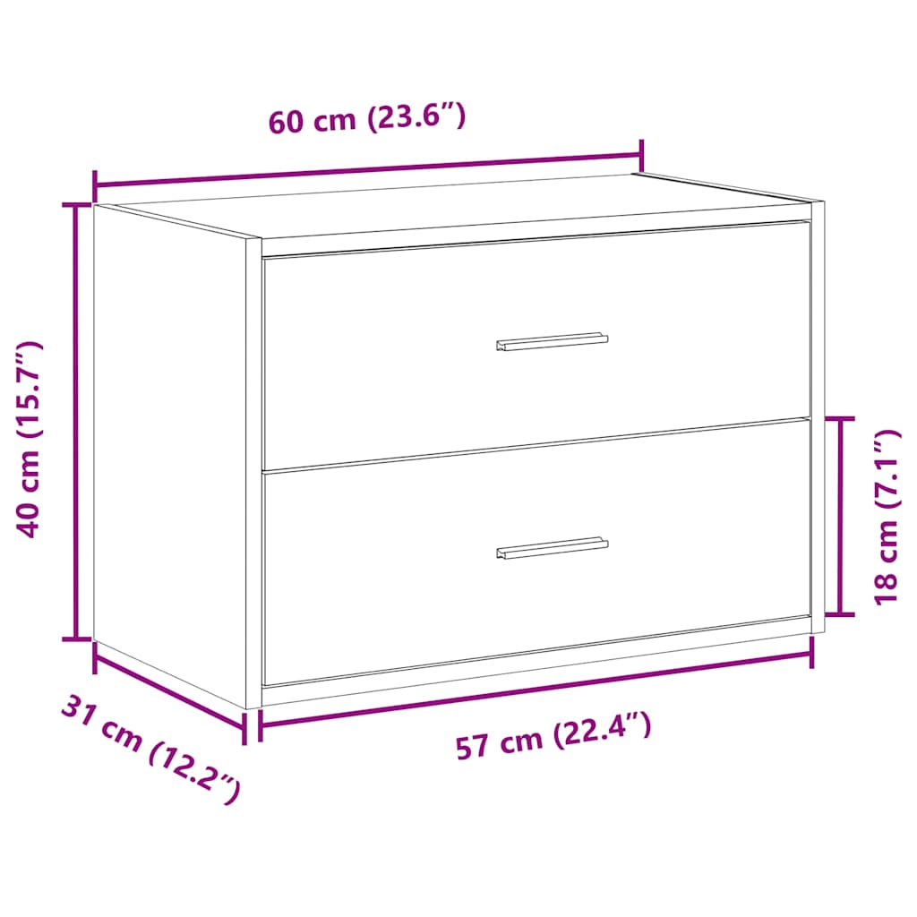 vidaXL Armario con 2 cajones roble marrón 60x31x40cm madera ingeniería