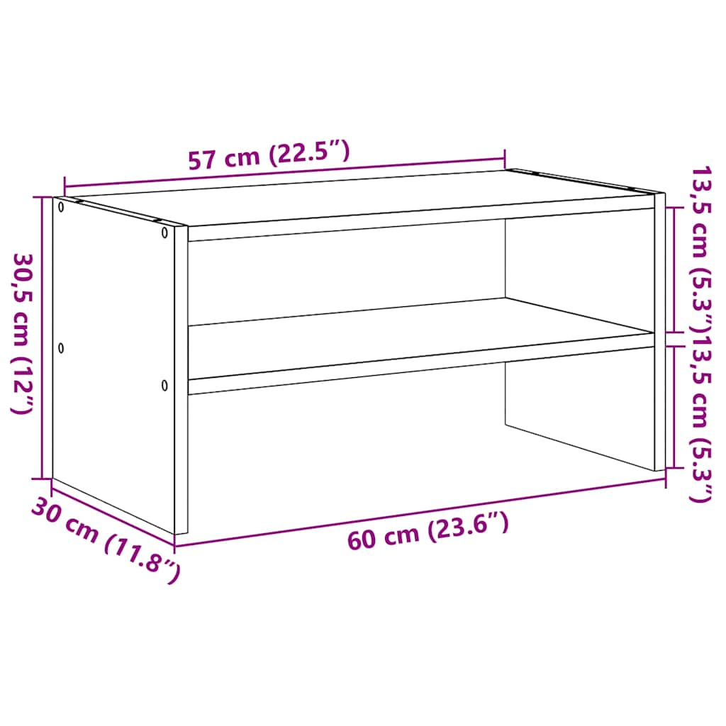 vidaXL Zapatero apilable roble sonoma 60x30x30,5 cm