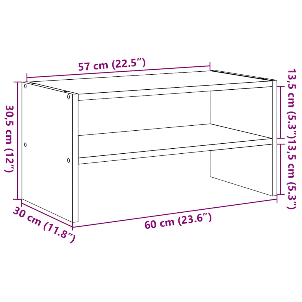 vidaXL Zapatero apilable gris sonoma 60x30x30,5 cm