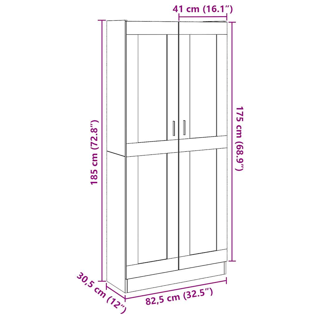 vidaXL Aparador madera ingeniería madera envejecida 82,5x30,5x185 cm